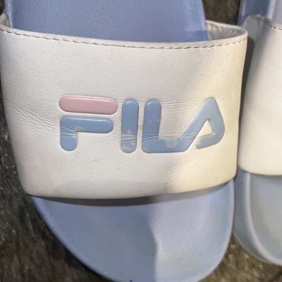 FILA blue white comfy slides Sz  9 - Picture 10 of 11